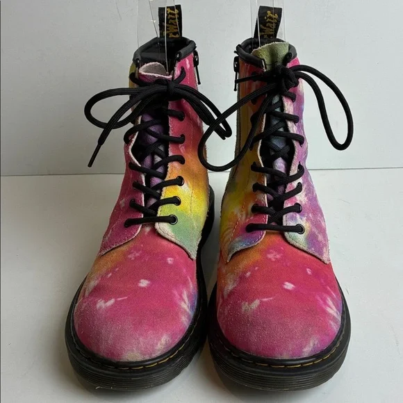 Dr. Martens 1460Y Multi Tie Dye Leather Combat Boots Youth M6 Women’s 7 EU 38 - Picture 9 of 16